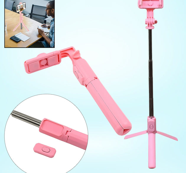 Portable Foldable Selfie Stick with Remote Control, 3-Axis Tripod Hand Stabilizer for Smartphones, TikTok Vlog YouTuber Video Recording (1 Pc)