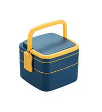 Double-layer bento box with spoon and carrying handle