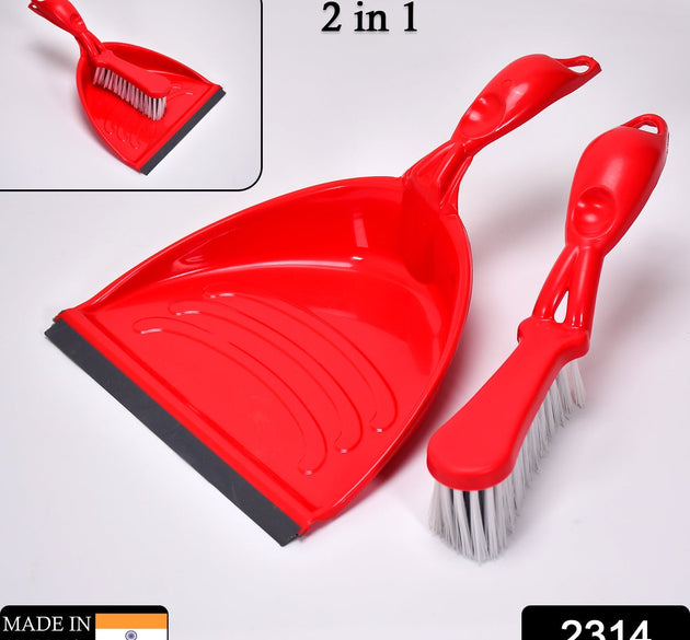 Dustpan set with long handle for easy cleaning.