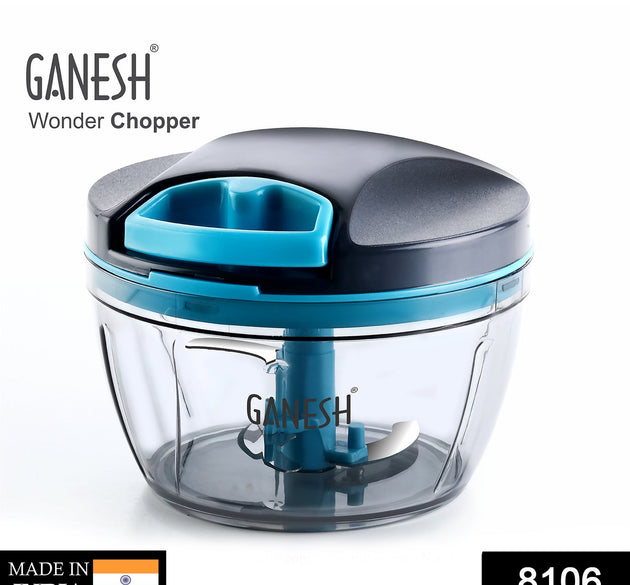 Ganesh Wonder Chopper in grey, 470 ml, shown from various angles.