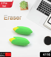 Corn-shaped school erasers, high-quality, 2-piece set