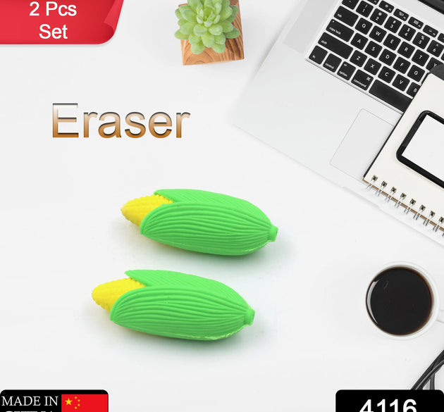 Corn-shaped school erasers, high-quality, 2-piece set