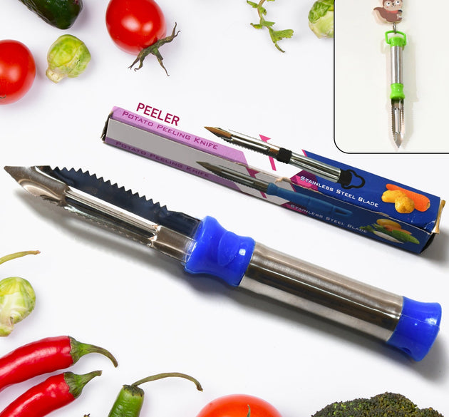 2in1 Multi-Purpose Stainless Steel Peeler With Hanging Ring For Vegetables, Potato Peeler, Carrot, grated, Suitable for Peeling and shredding Fruit and Vegetables Kitchen Accessories, Piller (1 pc) 