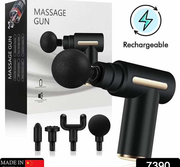 Deep tissue percussion massage machine for pain relief, multiple attachments.