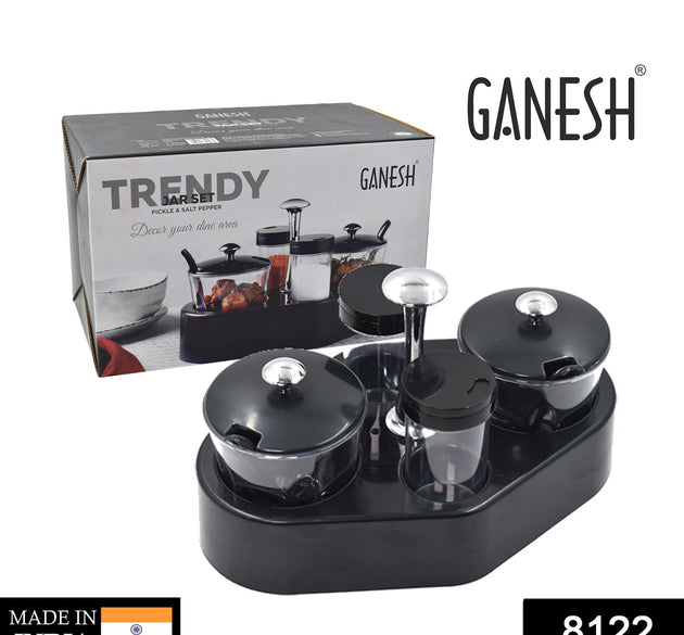 Ganesh Rendy condiment set with transparent jar for easy access, 1 piece.