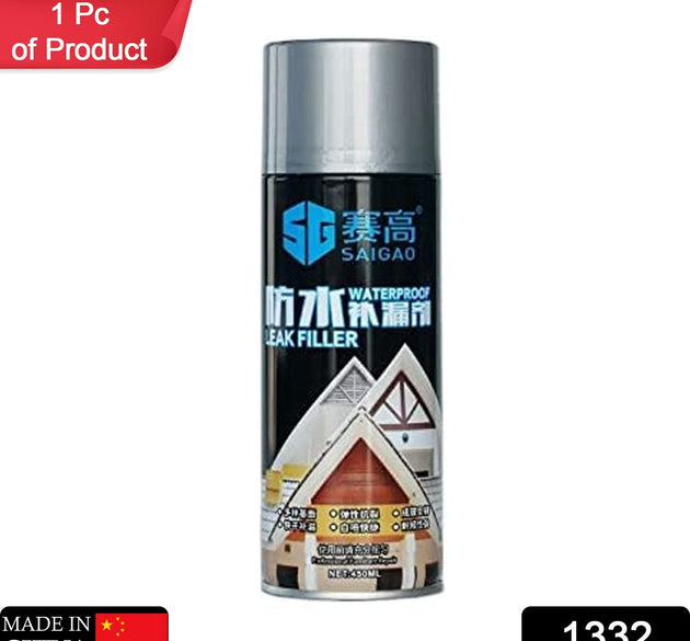 Rubber sealant spray for leaks and cracks.