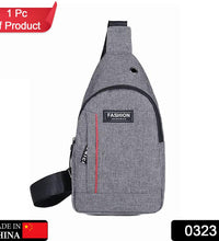 Grey crossbody bag with USB charging feature