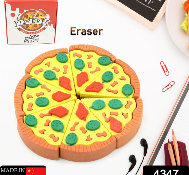 3D Pizza Slices Kids Favourite Food Eraser, Pizza 7 slice eraser for kids Adults fast food lover Stationary Kit Fancy & Stylish Colorful Erasers, for Return Gift, Birthday Party, School Prize