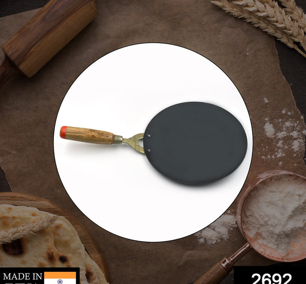 Wooden handle roti tawa, nonstick surface for making rotis and parathas at home.