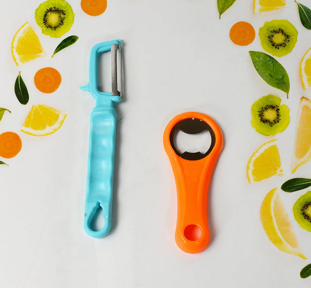 Vegetable Fruit Peelers Slicer & Bottle Opener, Kitchen Peeler For Veggie Fruit Potato Carrot, Bottle Opener With Plastic Handle Bottle Openers Wine Bottle Opener Cold Drink Bottle Opener (2Pc)