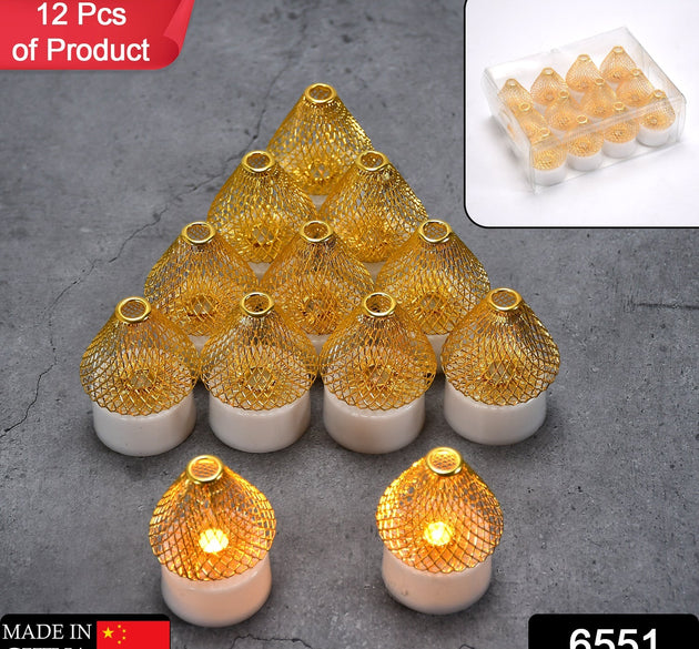 12-piece set of flameless LED tea light candles, acrylic