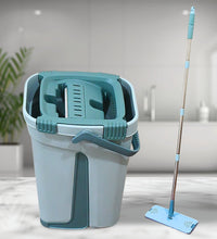 Scratch cleaning mop with self-cleaning feature and hands-free use.