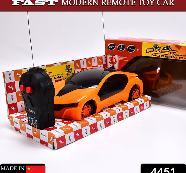 Modern racing car with remote control and 3D lights