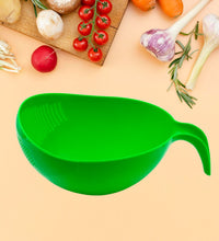 Handle rice bowl with thick drain basket, perfect for rice washing.