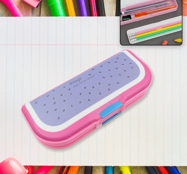 Cartoon pencil box with two compartments for kids