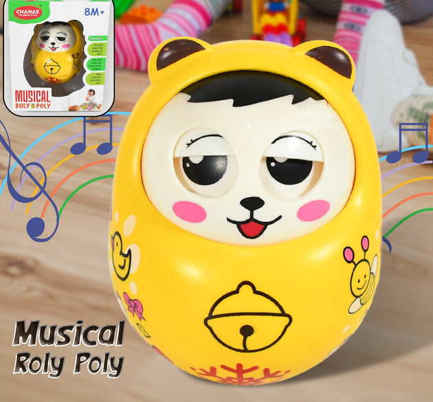 Musical Roly Poly Toys for Baby | Push and Shake Wobbling Toy with Music | Tumbler Doll Toy for Babies | Sound Balancing Doll Toys for Baby Boys, Girls 8+ Months Multicolor (1 Pc)