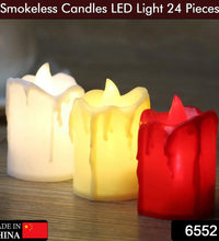 Set of 24 melted design flameless candles.