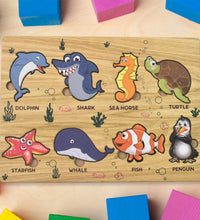 Coogam Wooden Sea Animal Puzzle Board