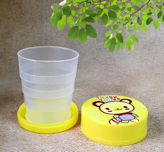 Portable Travelling Cup/Tumbler With Lid Folding / Pocket Glass for Travelling, Water Cup for Kids Walker, Folding Camping Cup with Lids Expandable Drinking Cup Folding Cup for Kids, Travel - (Pack of 1)