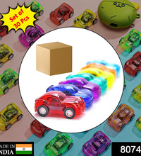 Colorful pull back car toy for children.