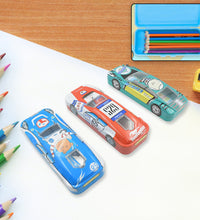 Kids' car-shaped metal pencil case