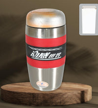 Steel travel mug with rubber grip, double-walled, 400ml