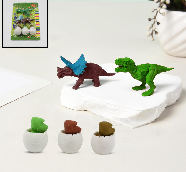 Dinosaur Shaped Erasers & Egg shape Eraser for Kids, Dinosaur Erasers Puzzle 3D Eraser, Mini Eraser Dinosaur Toys, Desk Pets for Students Classroom Prizes Class Rewards Party Favors (5 Pcs Set)