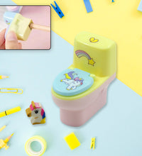 Toilet-shaped pencil sharpener with eraser, 2-piece set