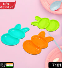 Set of 6 rabbit-shaped kids' dishes in multicolor