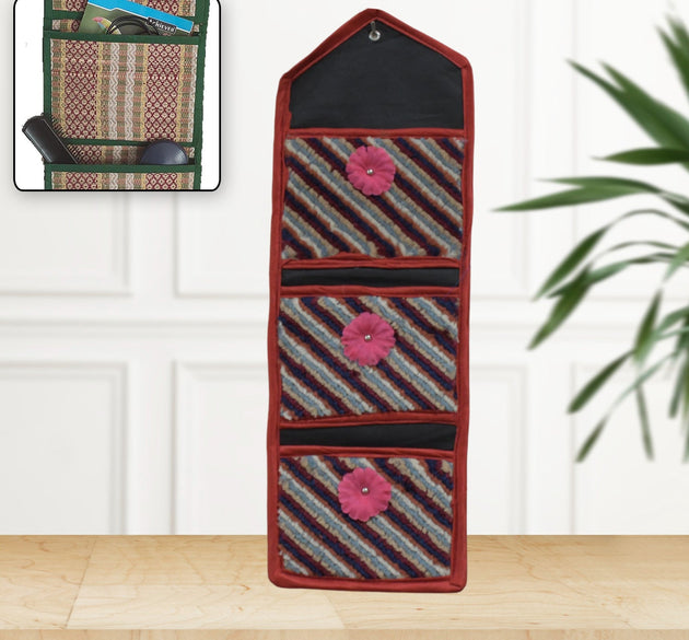 Foldable Hanging Organizer with 3 Pockets - Wall Hanging Letter Holder