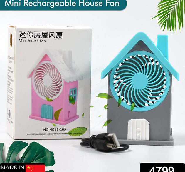 Mini House Fan House Design Rechargeable Portable Personal Desk Fan For Home , Office & Kids Use (Battery Not Include)