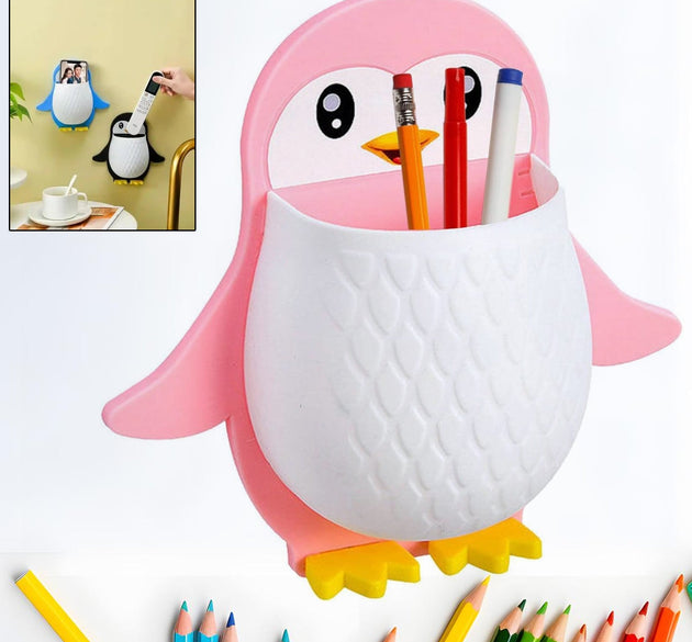 Penguin Storage Box, Adhesive Remote Case, Electric Toothbrushes Holder, Universal Controller Holder, Wall Nightstand, Office Plastic Wall Mount