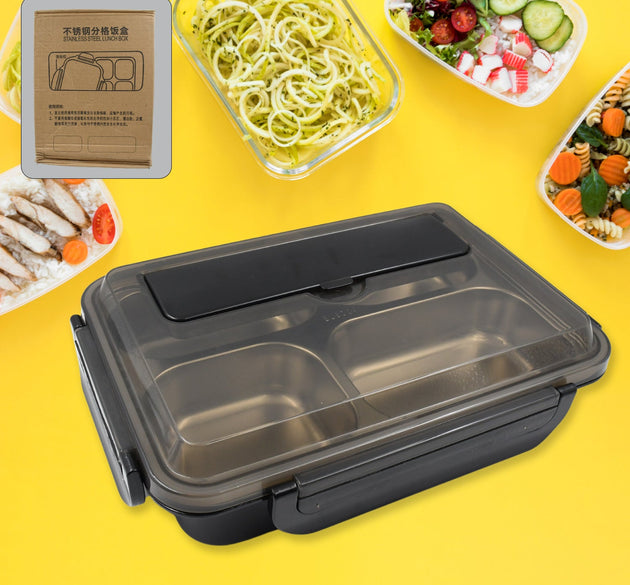 4 Compartment Insulated Lunch Box Stainless Steel |Tiffin Box for Boys, Girls, School & Office Men for Microwave & Dishwasher & Freezer Safe Adult Children Food Container (1 Pc)