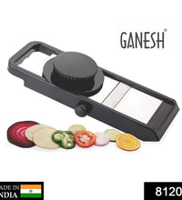 Black and silver adjustable plastic slicer, Ganesh brand, 1 piece.