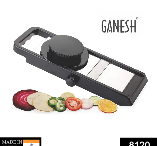 Ganesh adjustable plastic slicer, black and silver, 1 piece.