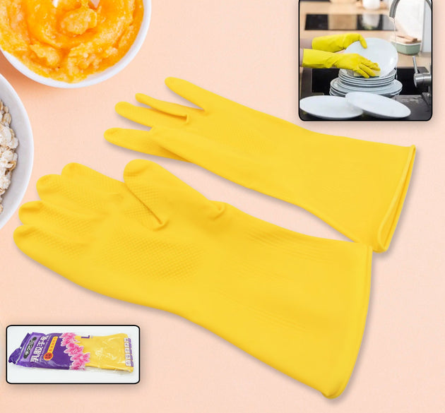 Multipurpose Rubber Cleaning Gloves: Reusable, Wet & Dry Use (1 Pair)