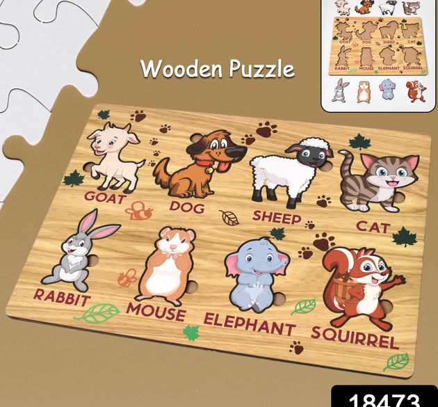 Wooden Animal Puzzle Learning Educational Board 