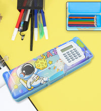 Magnetic geometry box with calculator and art supplies