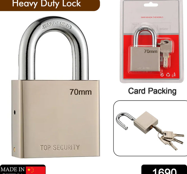 Heavy steel padlock with 4 keys