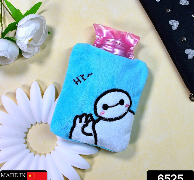 Blue Baymax Small Hot Water Bag with Cover for Pain Relief