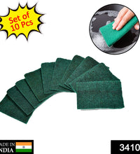 Pack of 10 aqua green cleaning pads for scrubbing.