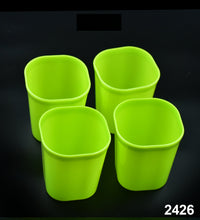 Set of 4 unbreakable plastic glasses for juice, water, milk.