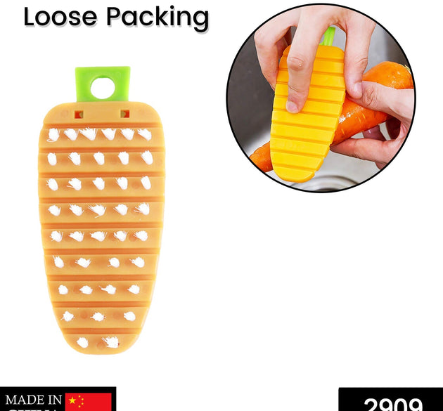 Carrot-shaped vegetable scrubbing brush for potatoes and vegetables