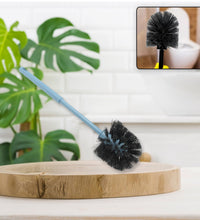 Round toilet brush with handle for effective bathroom cleaning