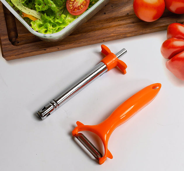 2 in 1 Kitchen Combo Lighter, Stainless Steel Durable Gas Lighter with Vegetable Cutter Peeler, For Kitchen Steel Gas Lighter (2 Pc Set)