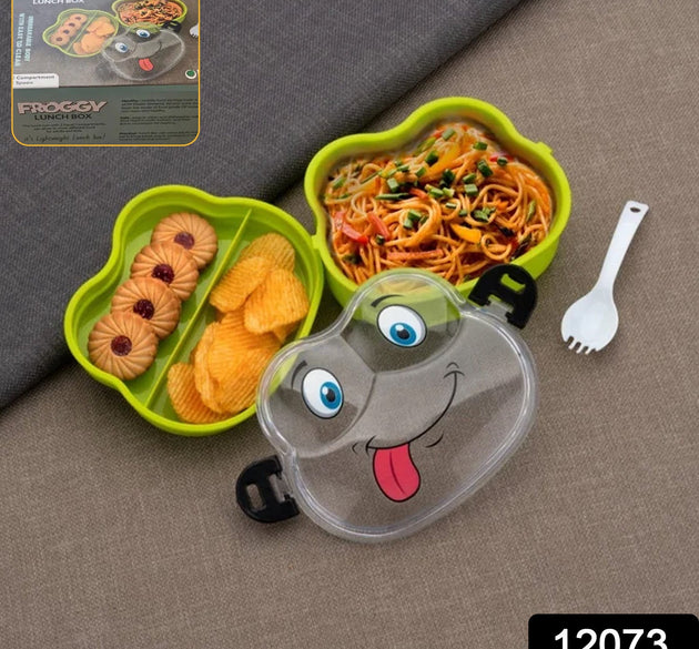 Adorable Double Layer Froggy Lunch Box with Spoon Included