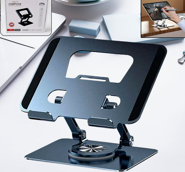 Aluminum Alloy 360°Rotating Bracket, Adjustable Laptop Stand, Portable Foldable Ergonomic Laptop Support