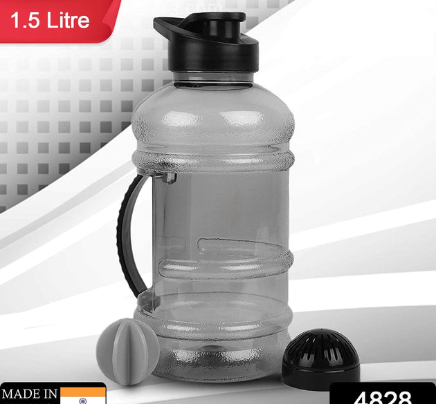 1.5-liter gym water bottle with mixer and strainer