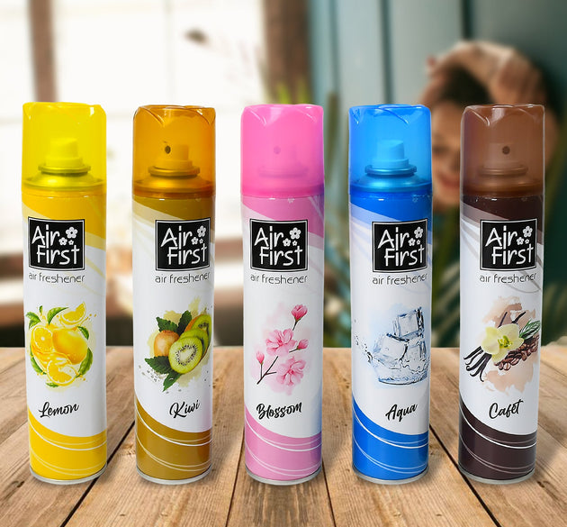 Air Freshener  | Used In Office, Home, Hotels, Banquets, Carpet Etc, Room Spray Air Freshener, Mix Fragrance Lemon, Kiwi, Blossom, Aqua, Cafet (300 Ml Approx / 1 Pc)