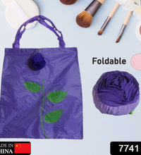 Reusable eco-friendly nylon shopping bag with rose pattern